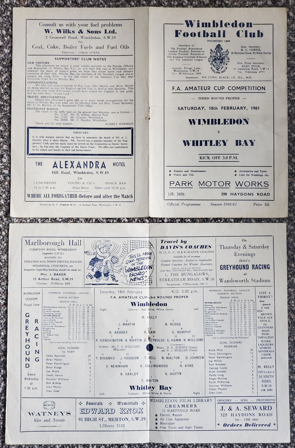 Programme from the first tie